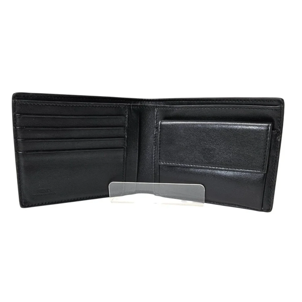 Fendi‎ Mens Zucca FF Monogram Bifold Wallet Yellow Stripe Black